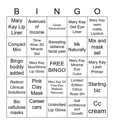 Mary Kay Bingo Card