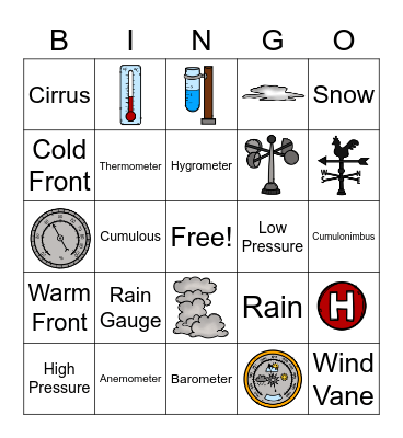 Weather Bingo Card