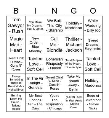 SIDE A Bingo Card