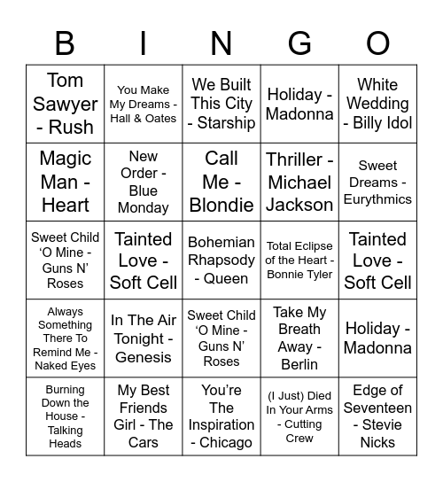 SIDE A Bingo Card