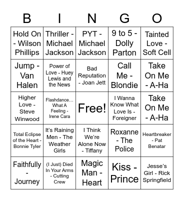 SIDE A Bingo Card