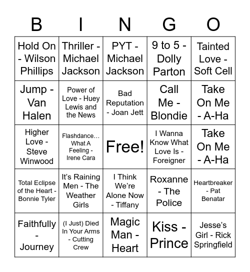 SIDE A Bingo Card