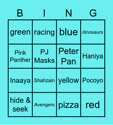 Happy 7th Birthday Shahzain! Bingo Card