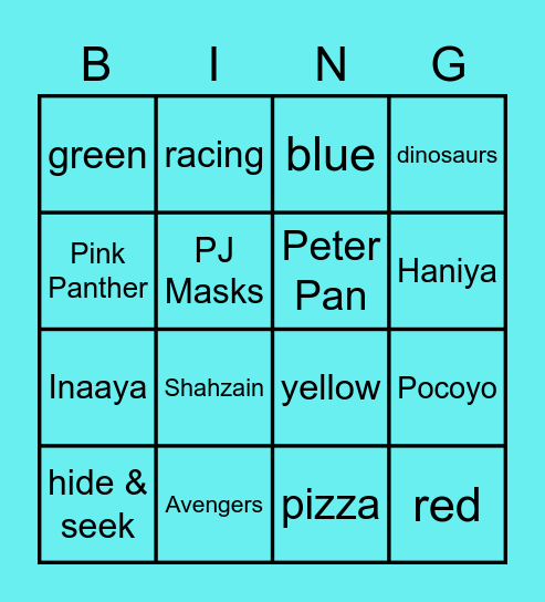 Happy 7th Birthday Shahzain! Bingo Card