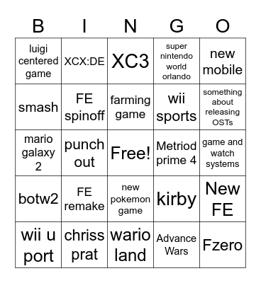 nindento direct Bingo Card