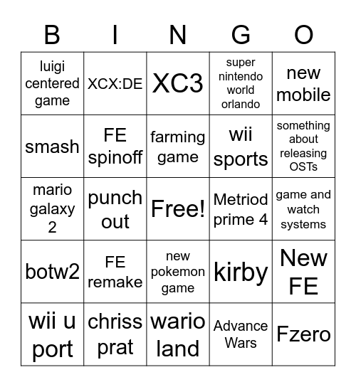 nindento direct Bingo Card