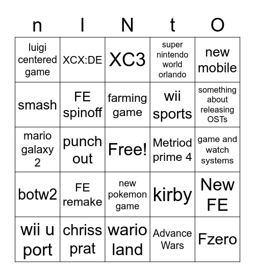 nindento direct Bingo Card