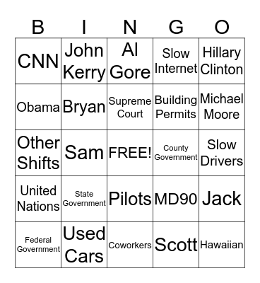 McTameny Bingo - Tom barks, you make a mark! Bingo Card