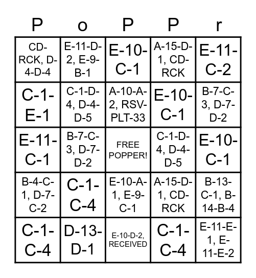 Get Poppin Bingo Card