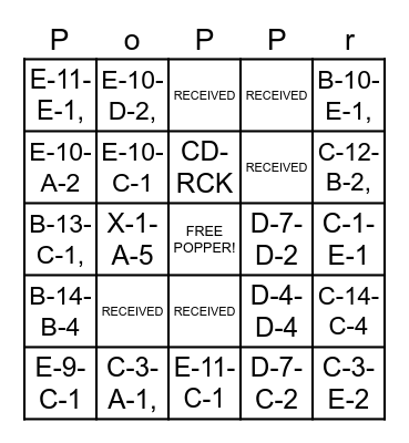 Get Poppin Bingo Card