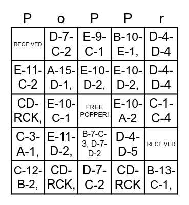 Get Poppin Bingo Card