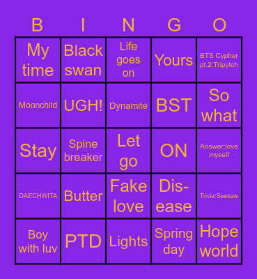 @_kpopislove Bingo Card