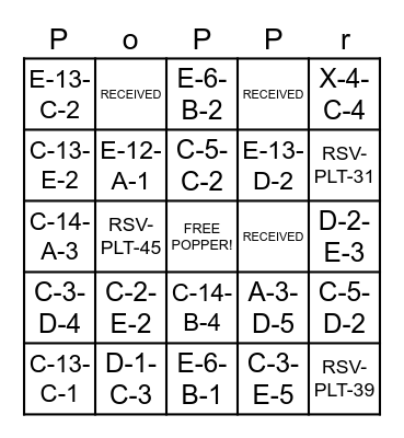 Get Poppin Bingo Card