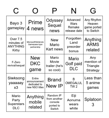 2/9 Direct Bongo Bingo Card