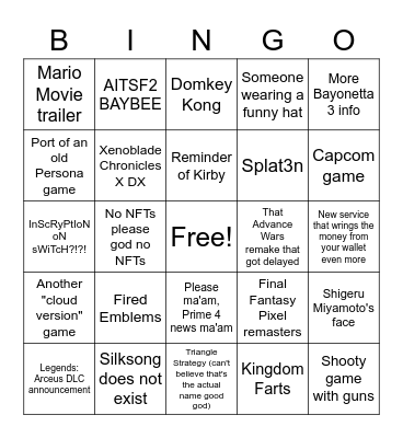 February 2022 Direct Bingo Card