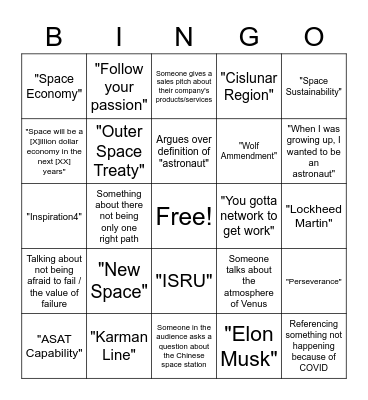 SGx2022 Bingo Card