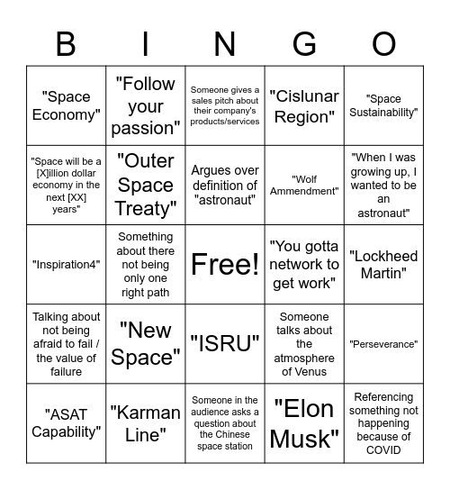 SGx2022 Bingo Card