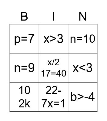 Test Review Bingo! Bingo Card