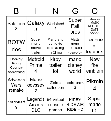 dissapointment direct Bingo Card