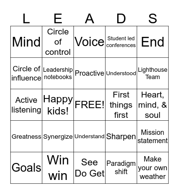 Leadership Bingo Card