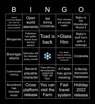 THE WOLF AMONG US 2 2/9 STREAM Bingo Card
