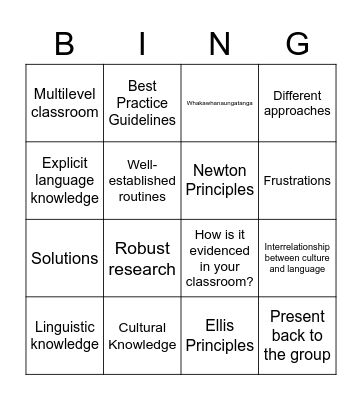 GROW 1 Multilevel Workshop 1 Bingo Card