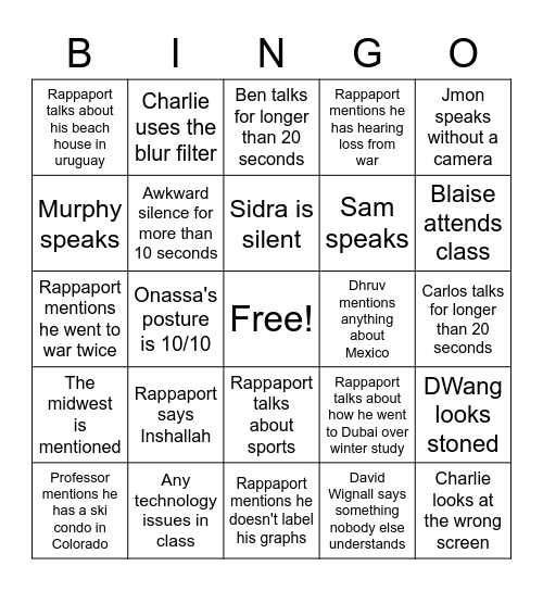 Macroeconomics 120 Bingo Card