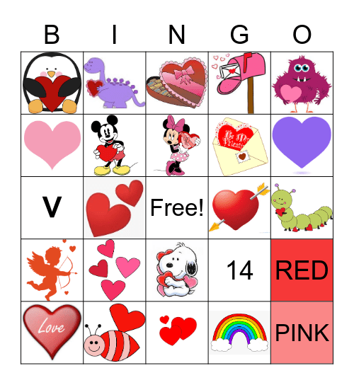 Preschool Valentine  Bingo Card