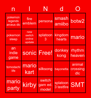 nintendo direct 2.9.22 Bingo Card