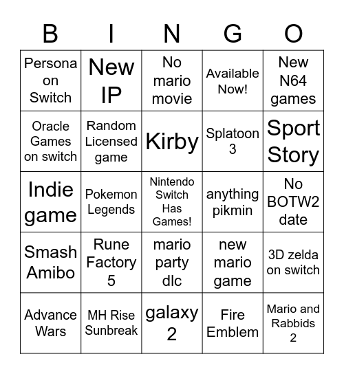 Untitled Bingo Card