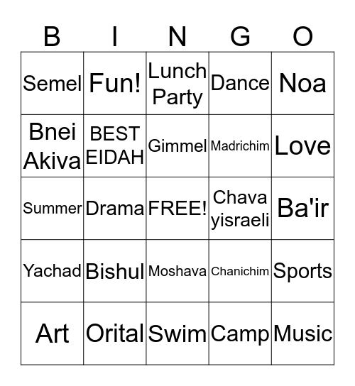 SLIME BINGO Card