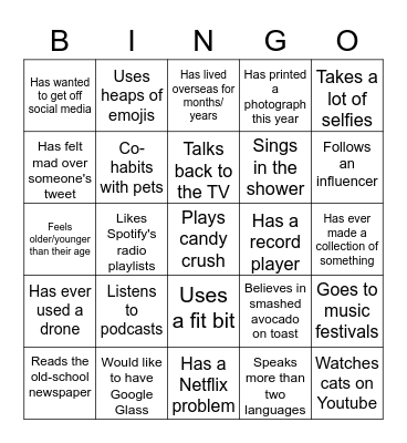 Find someone who... Bingo Card