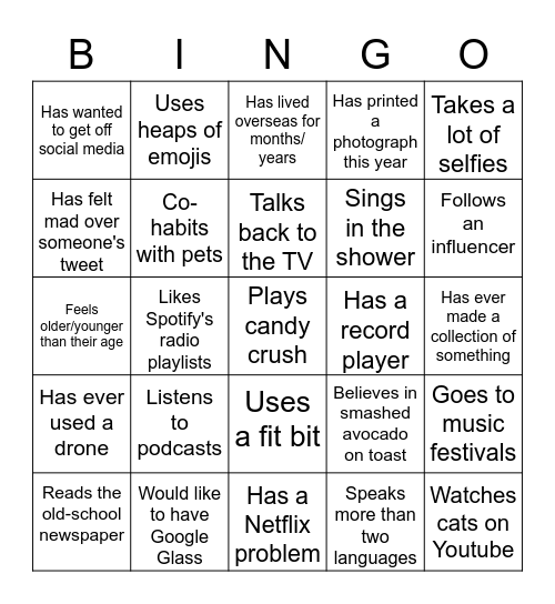 Find someone who... Bingo Card