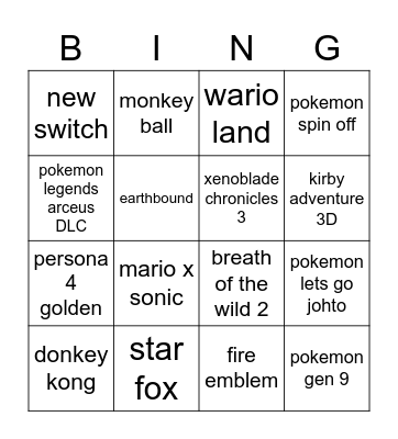 titled Bingo Card