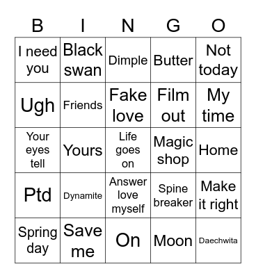 @95tae93loml Bingo Card