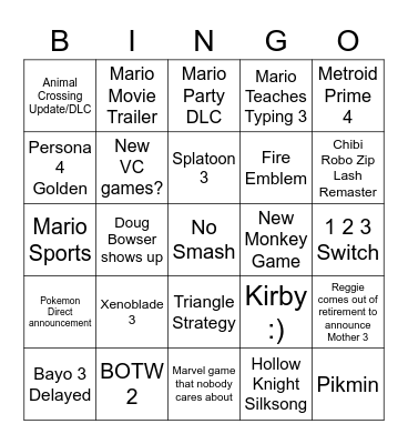 2/9 Direct Bingo Card