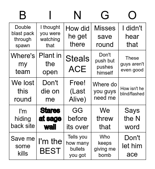 Matt on Val Bingo Card