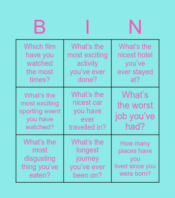 Present Perfect Questions Bingo Card