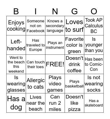 LSAMP and STEM Start Bingo Card