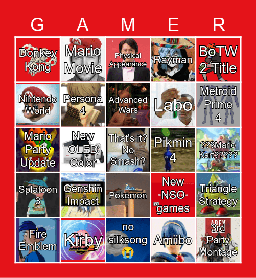 Nintendo Direct 2/9 Bingo Card