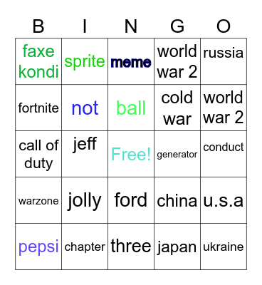 richard Bingo Card