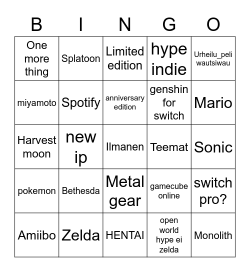 Direct Bingo Card