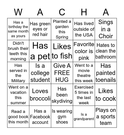 Family Reunion Bingo Card