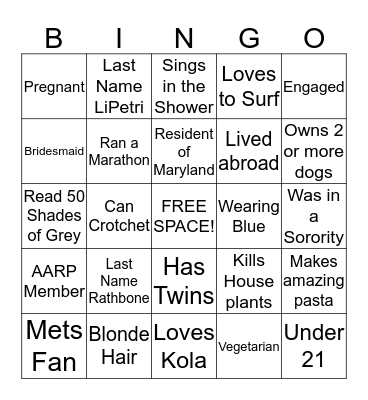 Pam's Shower Bingo! Bingo Card