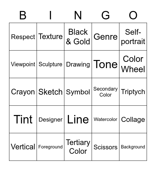 Art Vocab Bingo #2 Bingo Card