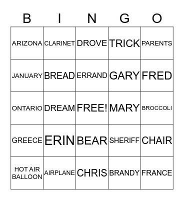 Untitled Bingo Card