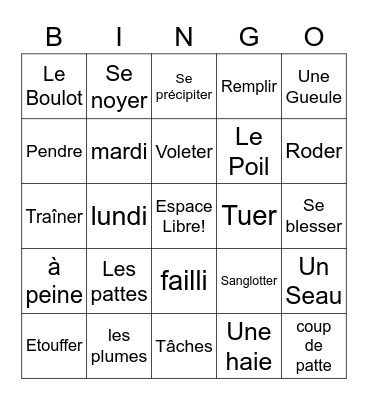 JCA: Lundi Bingo Card