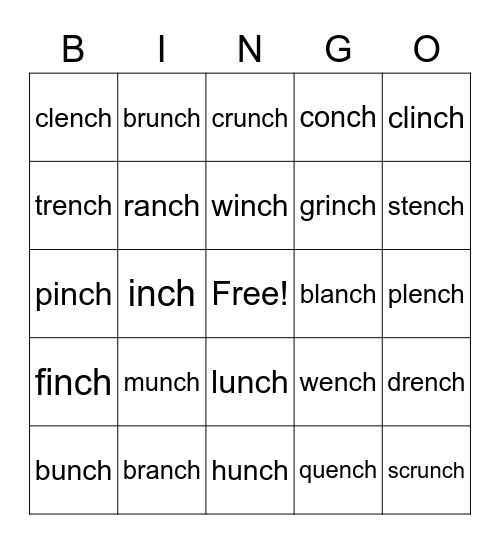 -nch rule Bingo Card