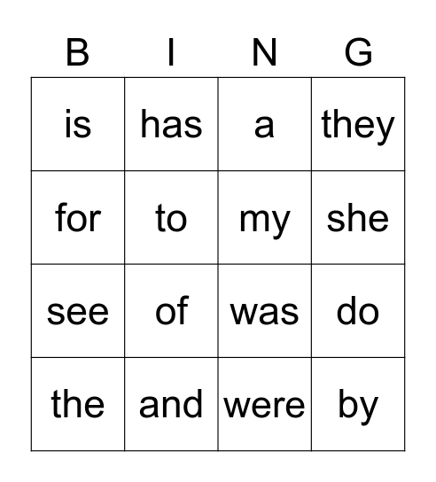 Red Words Bingo Card