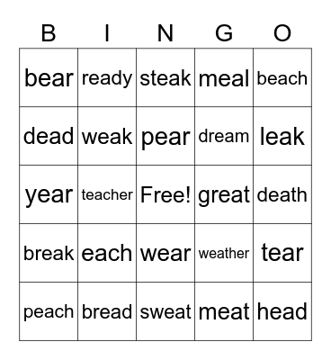 EA All Sounds Bingo Card